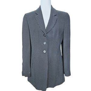 Joseph Janard vintage wool blend skirt suit navy-black silver long jacket sz. 10